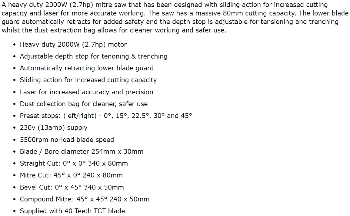 מסור גרונג שולחני מקצועי SIP 01511 2000W